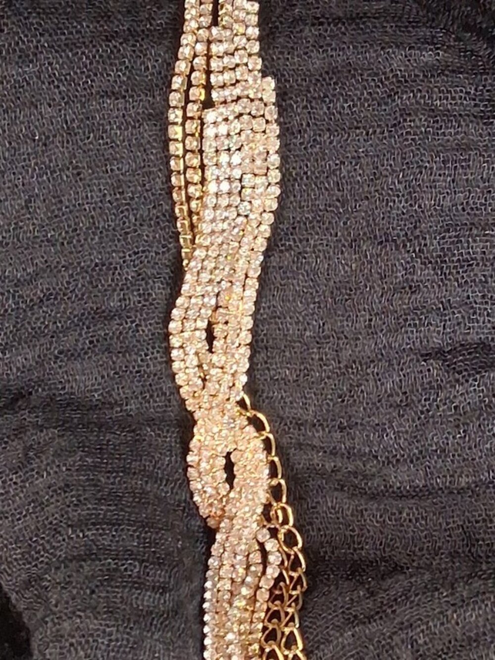 Gold-Tone Rhinestone Tassel Infinity Knot Necklace